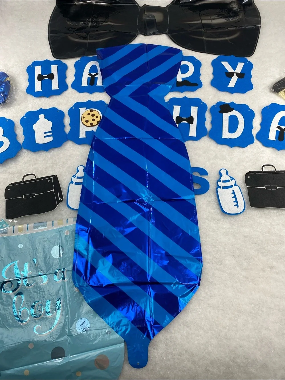 Birthday 'Boss' Banner Party Decoration in Blue and Black it’s a boy party decor